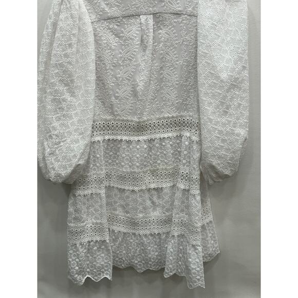 NWT Alice + Olivia‎ Womens White Embroidered Blakesley Jacquard Mini Dress Sz 10 - Picture 7 of 16